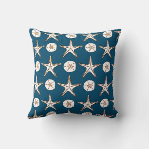 Coussin Dollar De Sable De Starfish Croquis Motif Sur Bleu