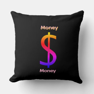 Coussin Dollar $ign Argent Logo Arc-en-ciel Noir