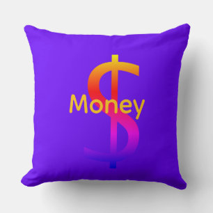 Coussin Dollar $igne Logo Money Arc-en-ciel Bleu Électriqu