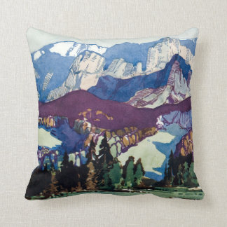 Coussin Dolomites antiques vintages d'aquarelle de paysage