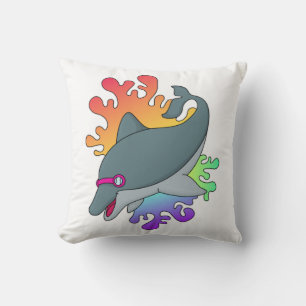 Coussin Dolphin at Swimming with Swimming goggles