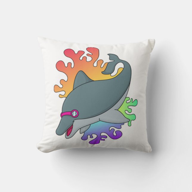 Coussin Dolphin at Swimming with Swimming goggles (Recto)