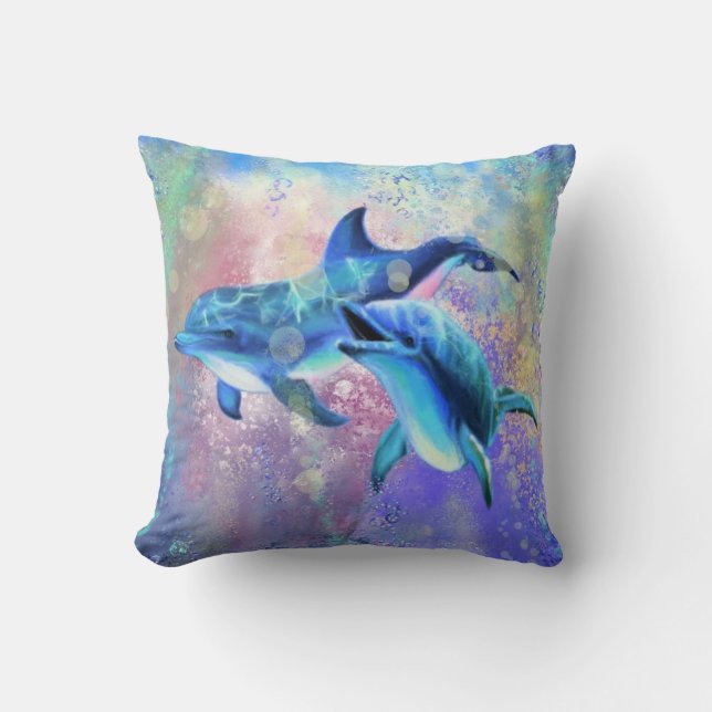Coussin Dolphin Couple Love - Happy  (Recto)