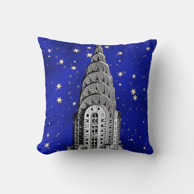 Coussin Dôme du Chrysler Building et ciel bleu étoilé (Recto)