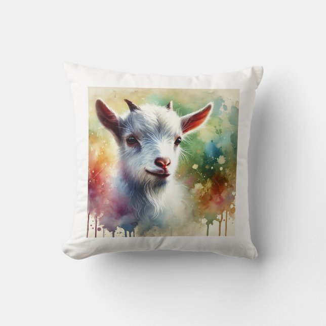 Coussin Domestic Goat 300724AREF118 - Watercolor (Recto)