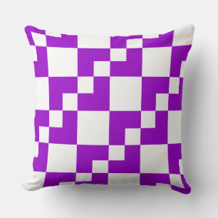 Coussin Domino de Patchwork - violet et blanc
