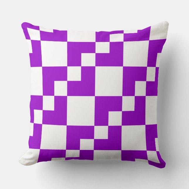 Coussin Domino de Patchwork - violet et blanc (Recto)