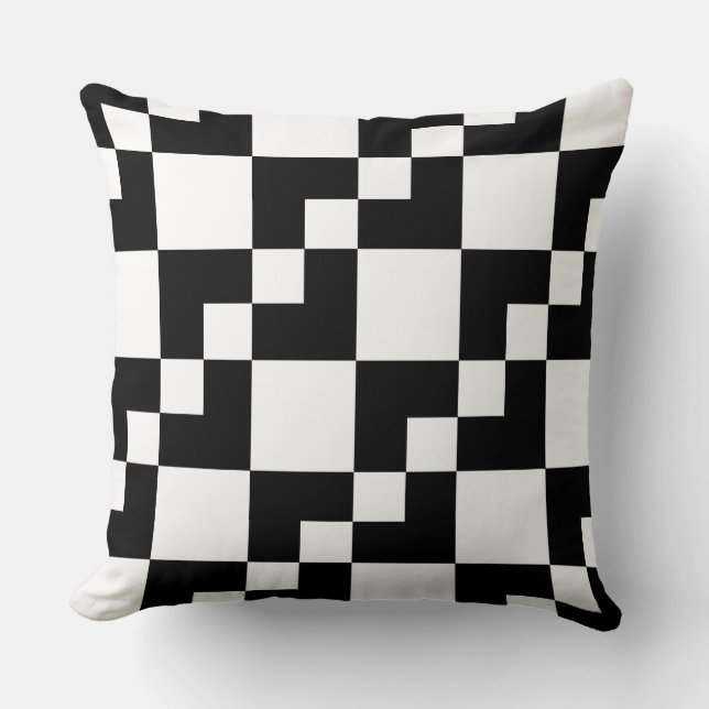 Coussin Domino en Patchwork - Noir et Blanc (Recto)