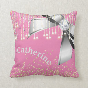 Coussin Don de glamour pour parties scintillant rose et la