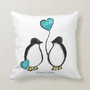 Coussin Don de pingouins du 55e anniversaire d'Emeraude