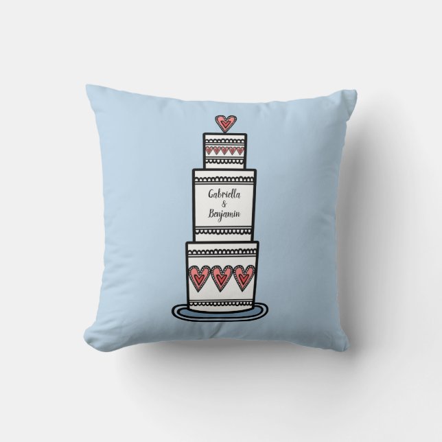 Coussin Don d'illustration de gâteau Mariage personnalisé (Recto)