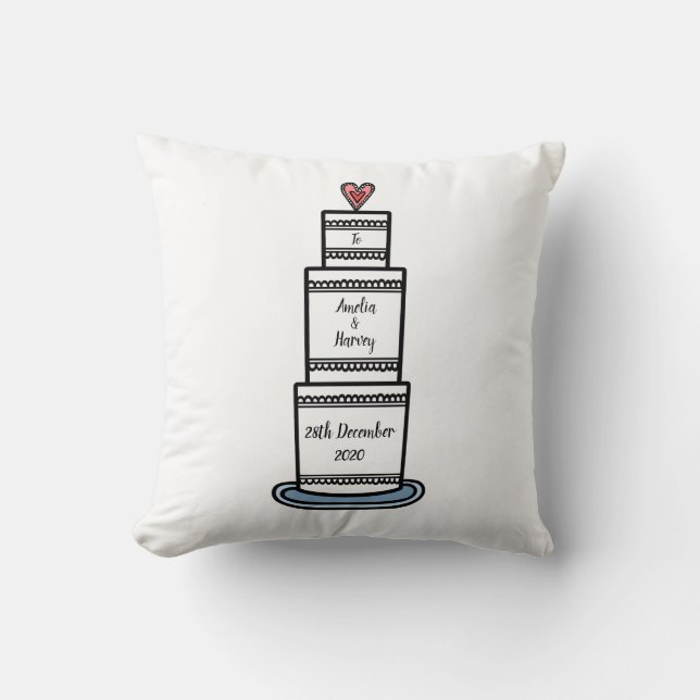 Coussin Don d'illustration de gâteau Mariage personnalisé (Recto)