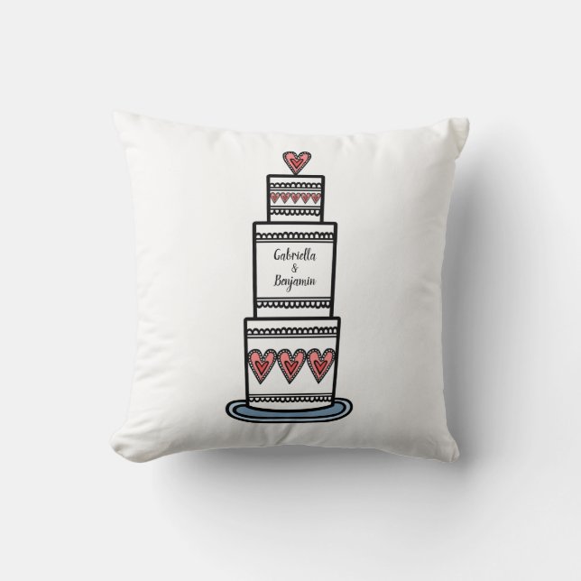 Coussin Don d'illustration de gâteau Mariage personnalisé (Recto)