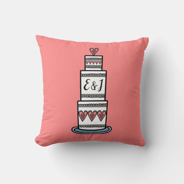 Coussin Don d'illustration de gâteau Mariage personnalisé (Recto)
