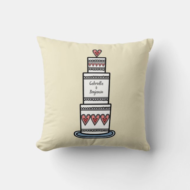 Coussin Don d'illustration de gâteau Mariage personnalisé (Recto)