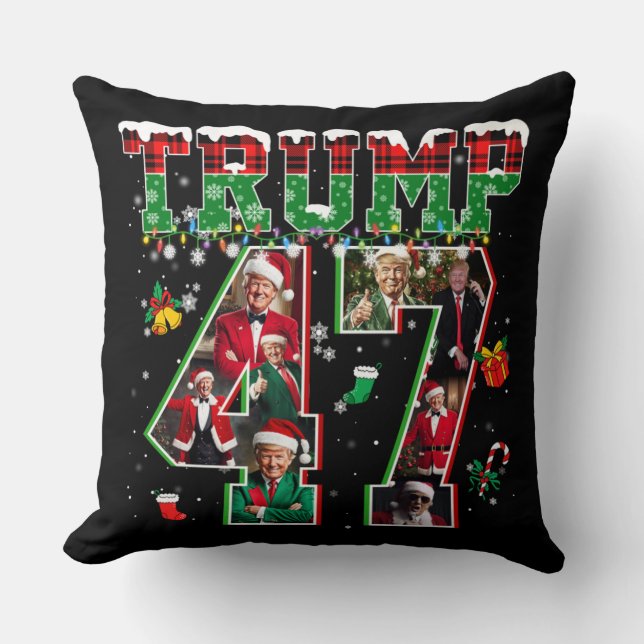 Coussin Donald Trump 47e président 2024 Noël Père Noël (Recto)