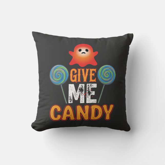 Coussin Donnez-moi des bonbons Halloween Fantôme_1 (Recto)