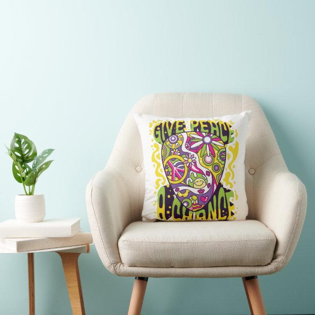 Coussin Donnez Une Chance à la Paix Groovy (Chaise)