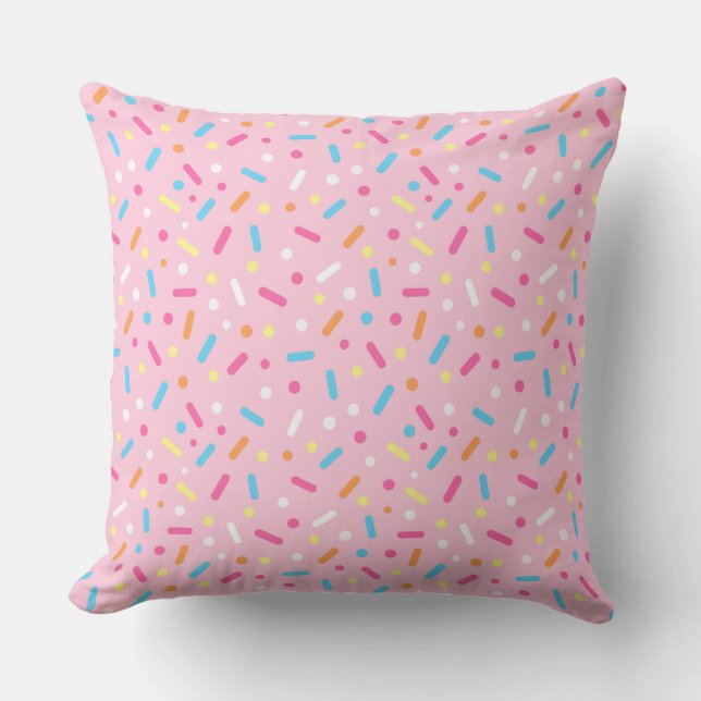 Coussin Donut mignon avec glaçage rose clair et pépites (Recto)