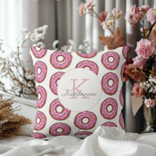 Coussin Donut Sweet Girl Sprinkings Motif Nom personnalisé
