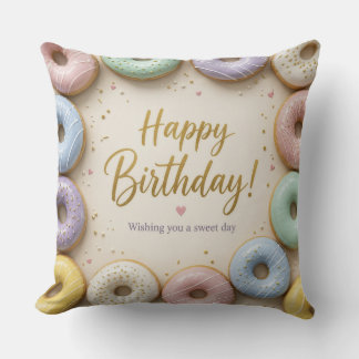 Coussin Donuts Glacés au Pastel avec Paillettes Dorées Suc