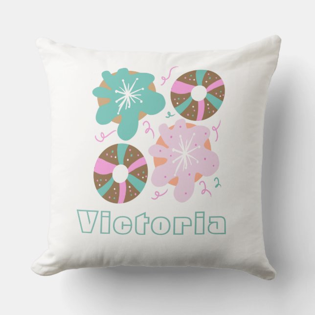 Coussin Donuts glaçés de Noël gribouillis rose     (Recto)