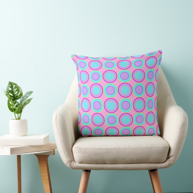 Coussin Donuts Lilac Et Turquoise Avec Remplissage Sur Ros (Chaise)