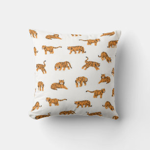 Coussin Doodle animal tigre japonais sans soudure main vin