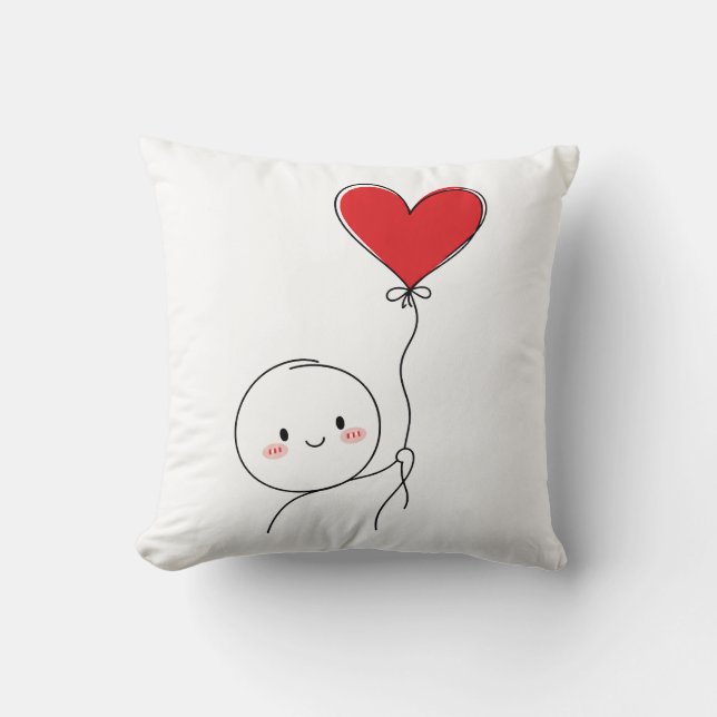 Coussin Doodle d'amour mignon minimaliste (Recto)