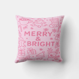 Coussin Doodle de Noël rose   Noël cosy