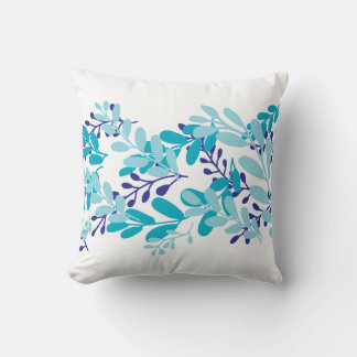 Coussin Doodle feuille bleu 36