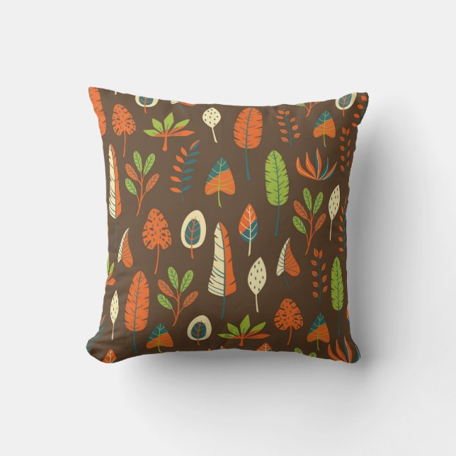 Coussin Doodle Hand Drawn Tropical Pattern with Leaves on  (Recto)