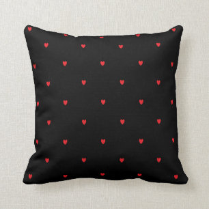 Coussin Doodle Heart Motifs Red Black Custom Cute Joli