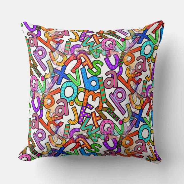 Coussin Doodle Lowercase Alphabet Pattern (Recto)
