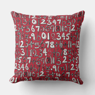 Coussin doodle mathématique rouge