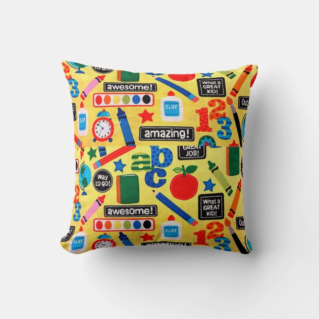 Coussin Doodle préscolaire Enseignant d'art Bonne fin d'an (Recto)