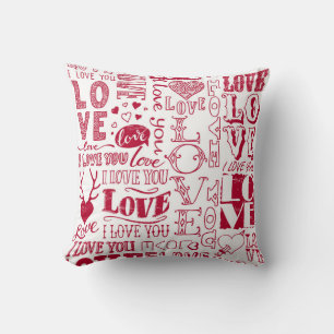 Coussin Doodles d'amour à la main, charmant motif.