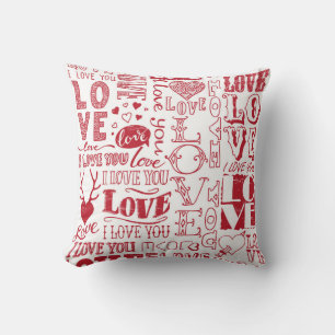 Coussin Doodles d'amour à la main, charmant motif.