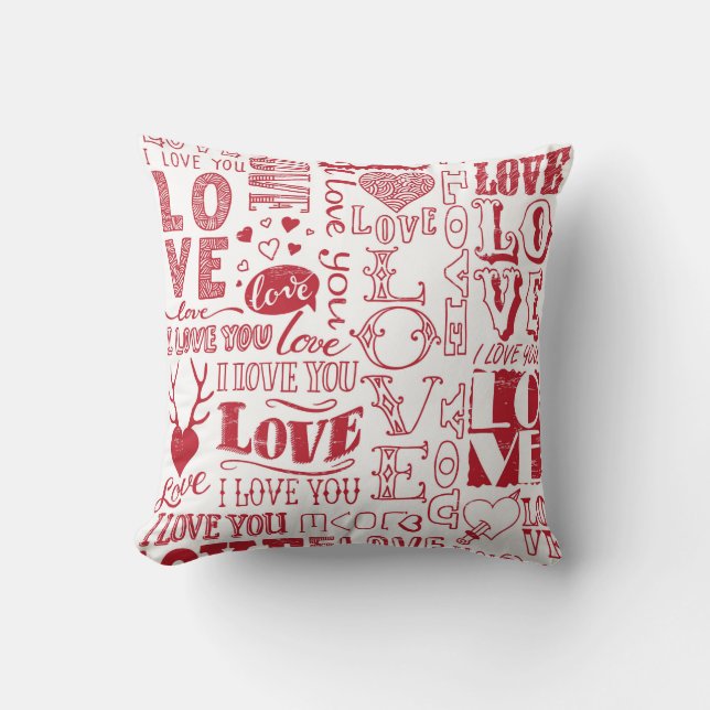 Coussin Doodles d'amour dessinés à la main  (Recto)