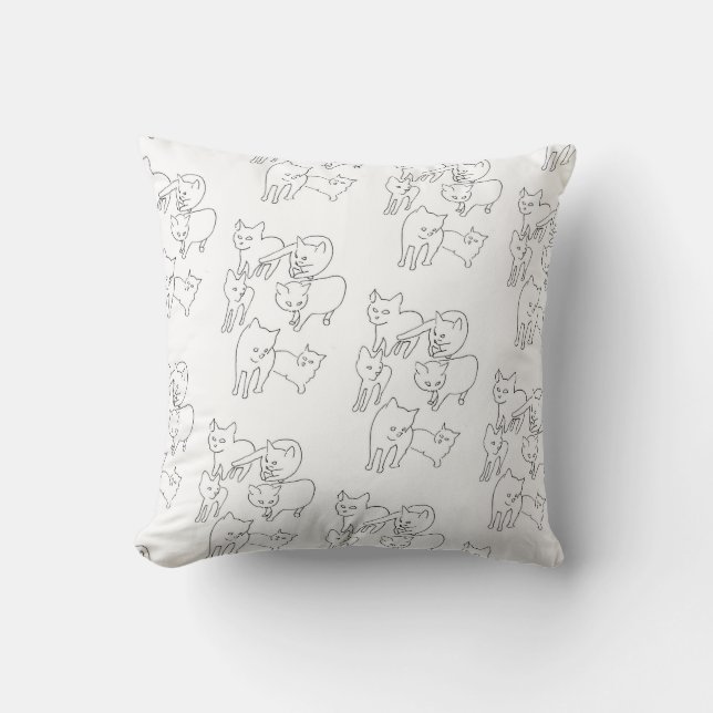 Coussin Doodles de chat (Recto)