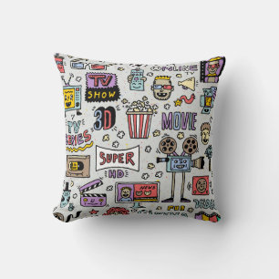 Coussin Doodles de série TV : Drôle ensemble Vintage.