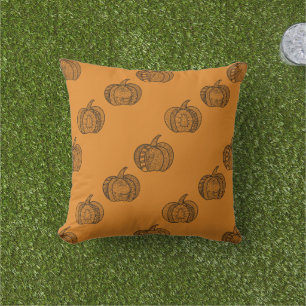Coussin Doodles d'Halloween boho zentangles citrouille Aut