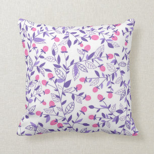 Coussin Doodles floraux rose et violet