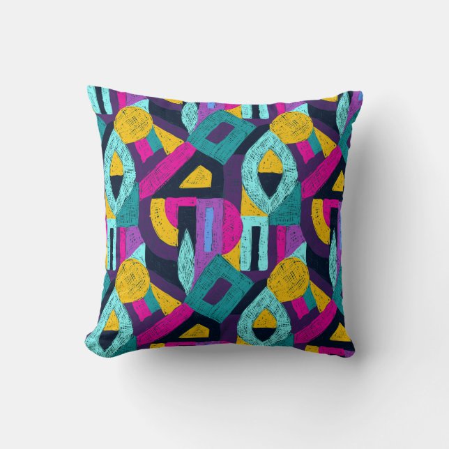 Coussin Doodles rétro : pop art géométrique. (Recto)