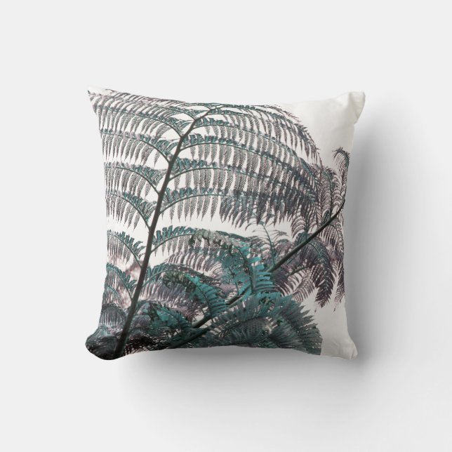 Coussin d'oreiller à la feuille de fougère verte F (Recto)
