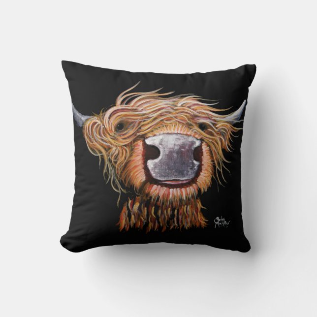 Coussin d'oreiller à lancer de vache de Highland ' (Recto)