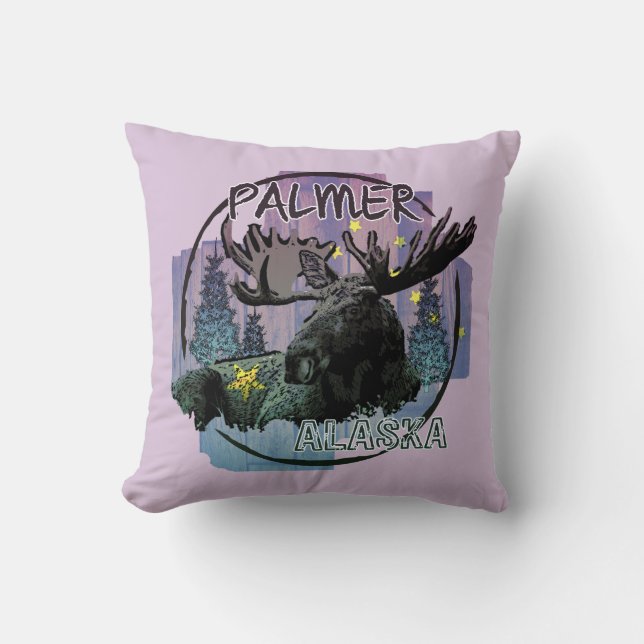 Coussin d'orignal rustique de Palmer Alaska (Recto)