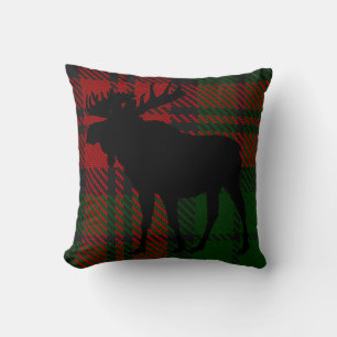 Coussin d'orignaux rouges et verts