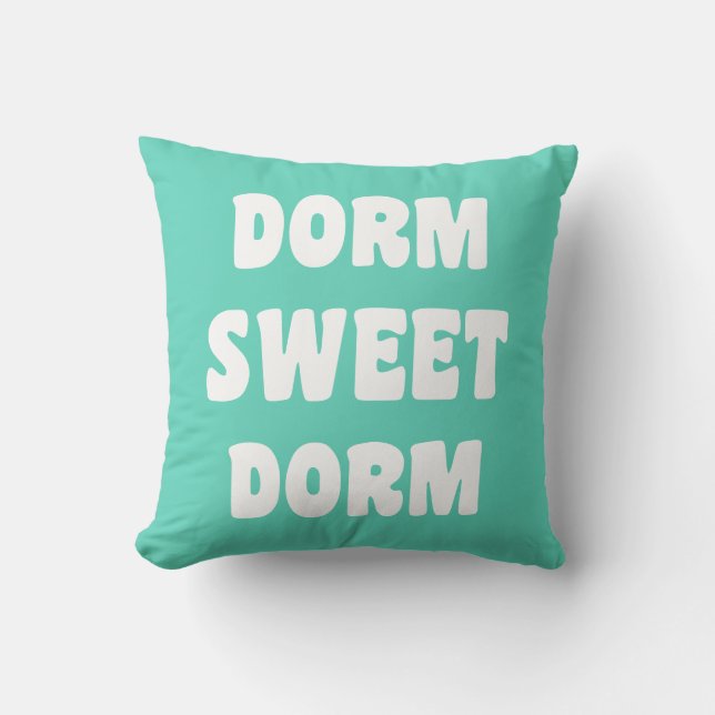 Coussin Dorm Sweet Dorm Retro Lettres en vert menthe  (Recto)