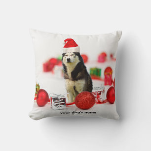 Coussin d'ornement de Noël Husky Sibérien